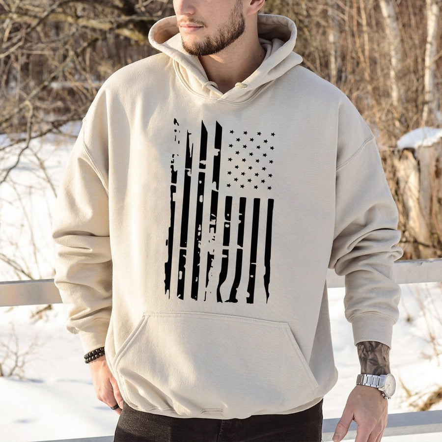 American Flag Hoodie | Distressed USA Patriot Graphic | Soft Cotton-Polyester Blend | Unisex Casual Gift for Proud Americans