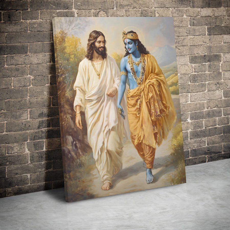 Jesus and Krishna Canvas Print | Spiritual Interfaith Wall Art | Premium Gallery Wrap | Religious Home Decor Gift for Believers