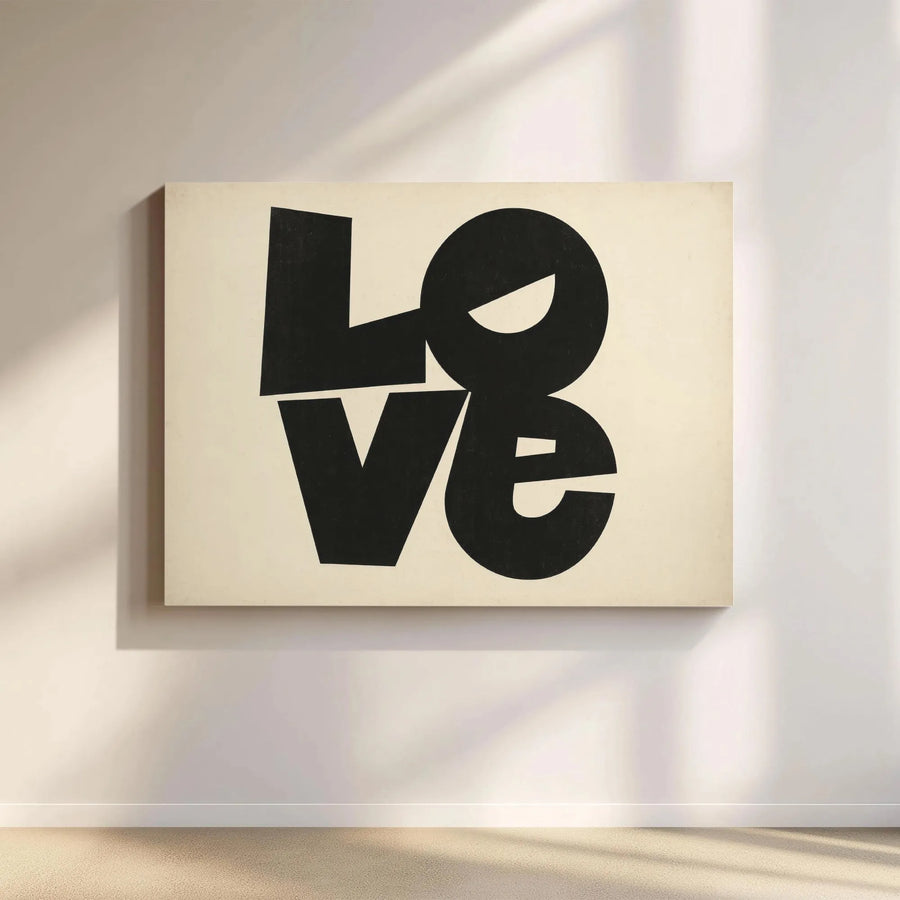 Love Stacked Typography Canvas Print | Modern Minimalist Word Art | 1.25-Inch Gallery Wrap | Contemporary Home Decor Gift