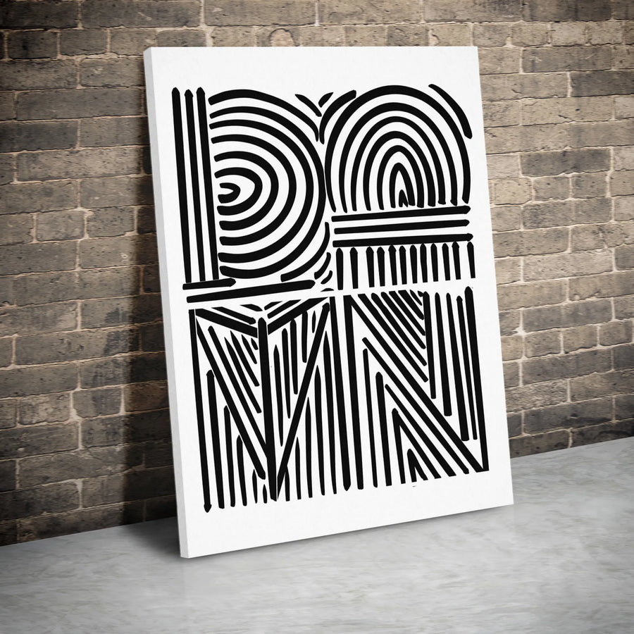 Abstract Geometric Vertical Canvas | Bold Black and White Line Art Print | Premium 1.25" Thick Gallery Wrap | Modern Home Decor Gift for Minimalist Living Room