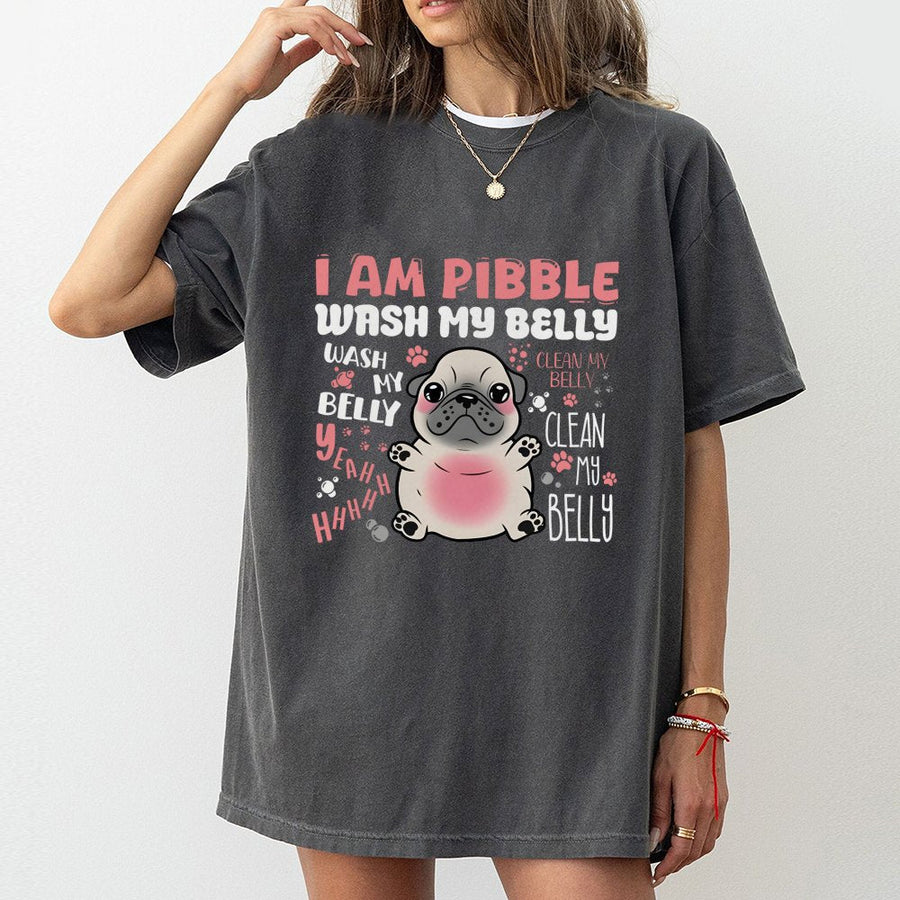 Pug Belly Rub T-Shirt | Funny Dog Lover Graphic Tee | 100% Premium Cotton Shirt | Cute Puppy Gift for Dog Moms & Dads