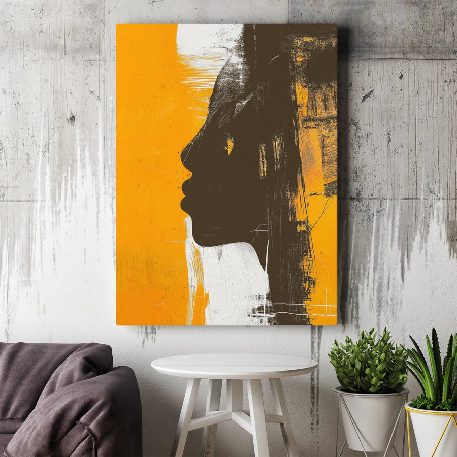 Abstract Woman Silhouette Canvas | Bold Graphic Face Print | Premium Thick Gallery Wrap | Contemporary Home Decor Gift