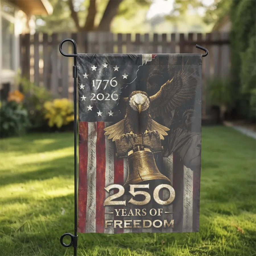 Patriotic 250th Anniversary Garden Flag | 1776-2026 Years of Freedom Design | Double Sided Polyester | Collector's USA Yard Decor Gift