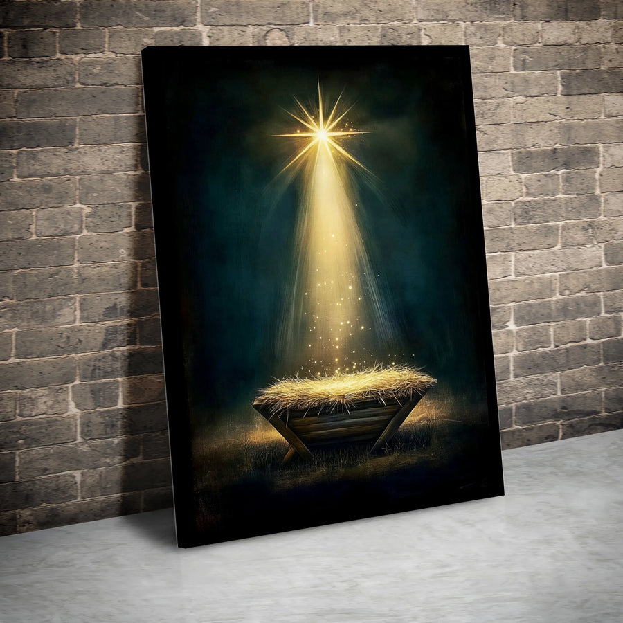Nativity Scene Canvas Print | Star of Bethlehem Manger Wall Art | Premium Religious Home Decor | Holiday Christmas Gift for Christian Home