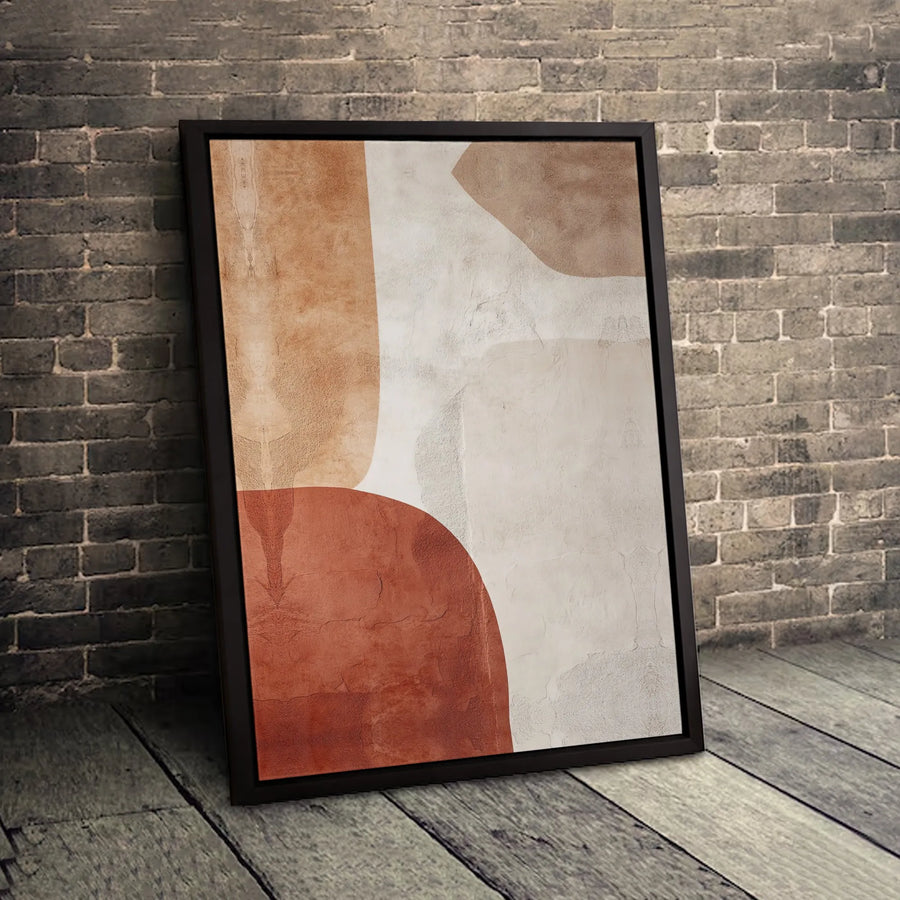 Abstract Wall Art Canvas | Earthy Terracotta Minimalist Shapes | Premium Gallery-Wrapped Print | Modern Home Decor Gift