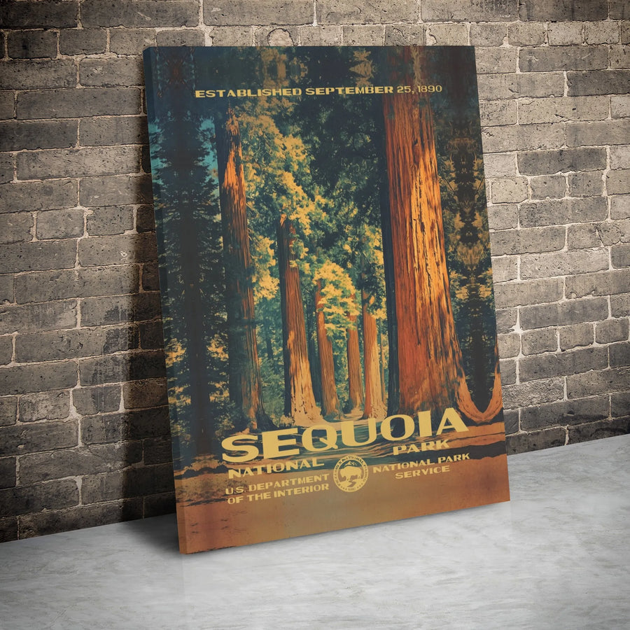Sequoia National Park Canvas Wall Art | Vintage Travel Poster Print | Premium Gallery Wrap Decor | Gift for Nature Lovers & Hikers