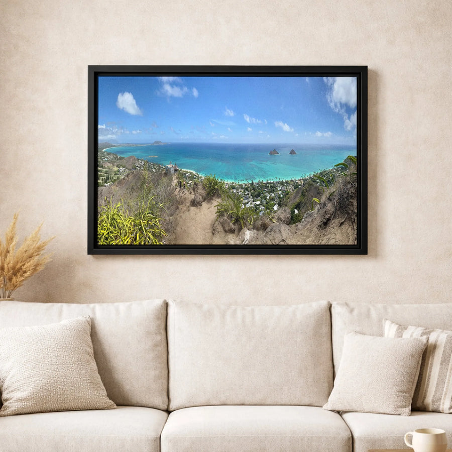 Lanikai Beach Canvas Print | Panoramic Oahu Hawaii Landscape | Premium Gallery Wrapped Wall Art | Tropical Island Home Decor Gift