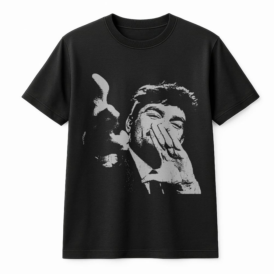 Figure Graphic T-Shirt | Distressed Monochrome Portrait Art | Premium Cotton Streetwear | Unique Gift for Activists and Collectors