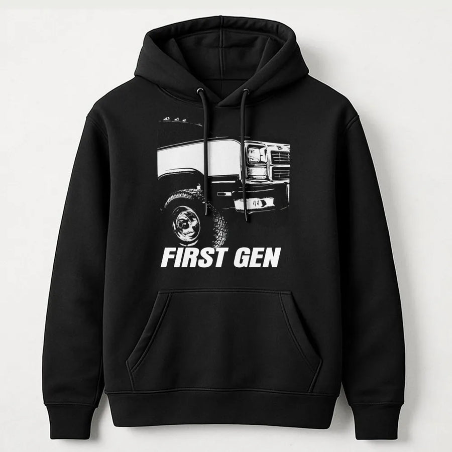 First Gen Diesel Hoodie | Classic Truck Graphic Print | Premium Cotton Blend | Gift for Diesel Mechanic and Truck Enthusiasts