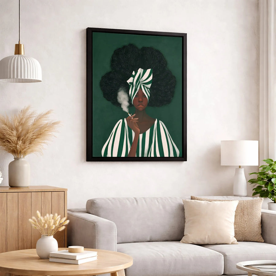 Black Woman Art Print | Afro Aesthetic Fashion Wall Decor | Gallery Quality Premium Canvas | Bold Statement Piece For Modern Home