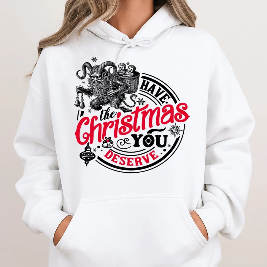 Krampus Christmas Hoodie | Sarcastic Dark Holiday Graphic | Premium Cotton Blend | Funny Krampusnacht Gift For Horror Fans