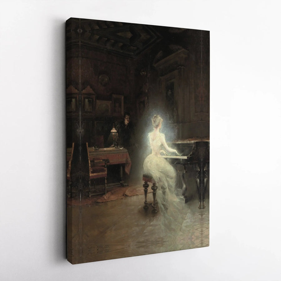 Ghostly Pianist Canvas Print | Ethereal Victorian Interior Wall Art | Premium Gallery-Wrapped Fade-Resistant Decor | Gothic Victorian Gift for Music Lovers