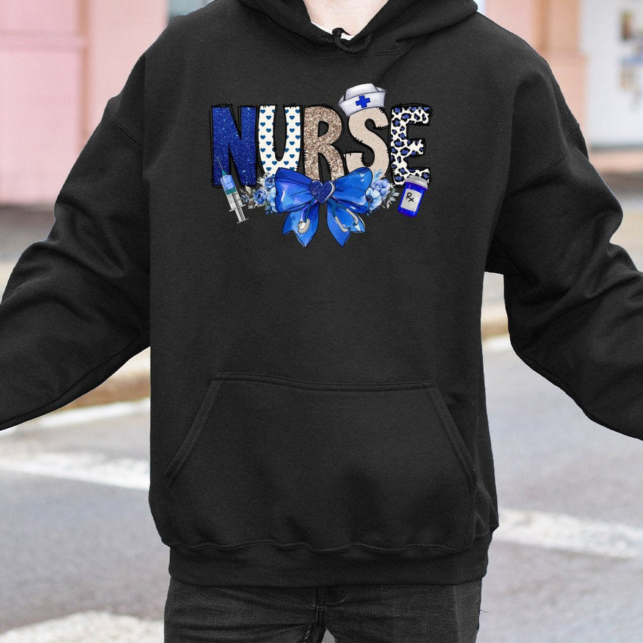 Nurse Hoodie | Blue Coquette Aesthetic Medical Design | Premium Cotton Blend | Gift for Nursing Student or RN Healthcare Professional