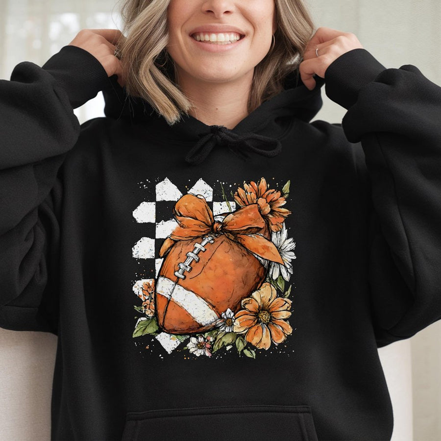 Boho Football Hoodie | Floral Autumn Game Day Graphic | Premium Cotton Blend | Women's Fall Sports Sweatshirt Gift