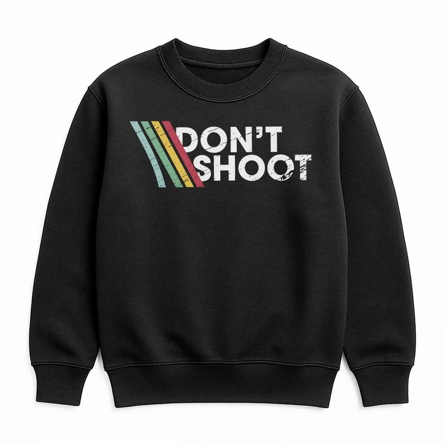 Don't Shoot Gamer Sweatshirt | Retro Video Game Distressed Graphic | Cotton Blend Premium Crewneck | Funny Gift For Him And Her