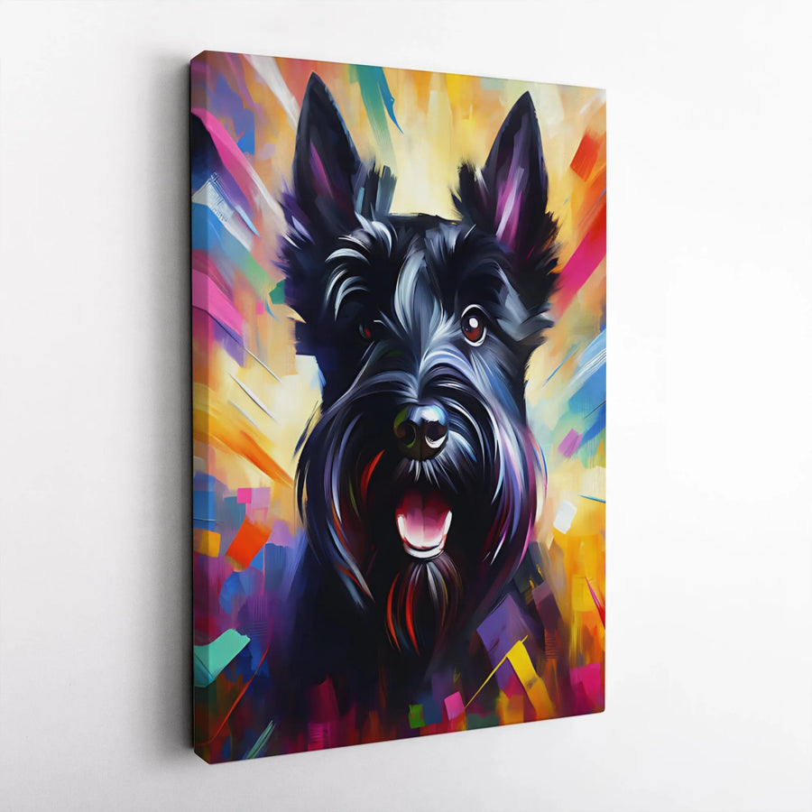 Scottish Terrier Canvas Wall Art | Colorful Abstract Dog Portrait | Premium 1.25" Gallery Wrap | Unique Gift for Dog Lovers & Pet Owners
