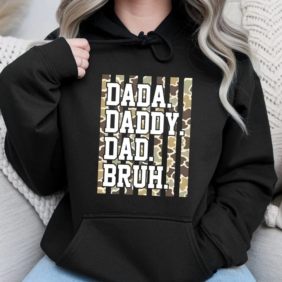 Dad Bruh Hoodie | Camouflage Dad Quote Graphic | Premium Cotton Blend | Funny Father's Day Gift for Him