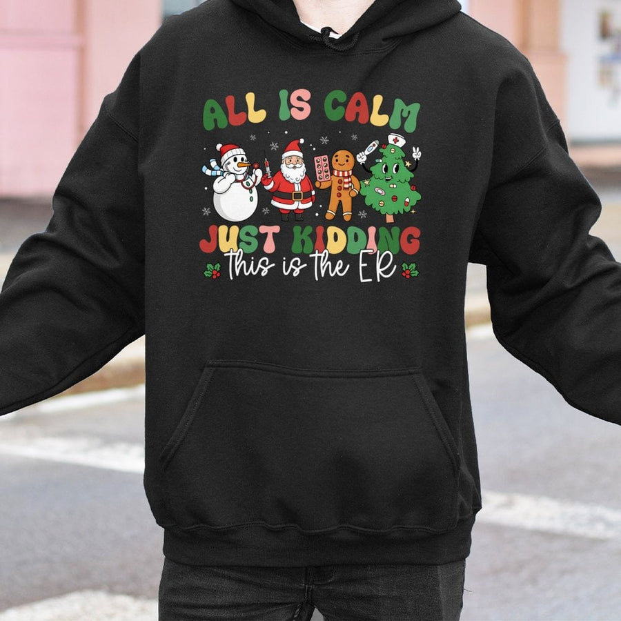 Nurse Christmas Hoodie | Funny ER Medical Staff Holiday Graphic | Cotton-Blend Premium Sweatshirt | Gift for Nurses & Doctors