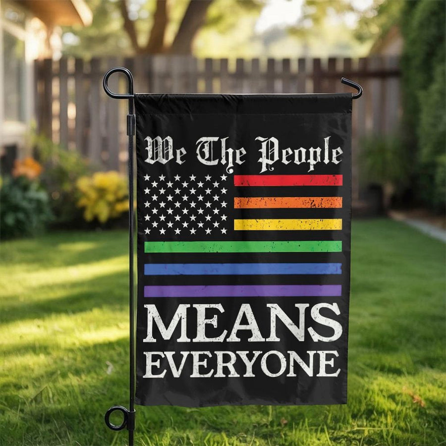 We The People Means Everyone Garden Flag | Pride Equality American Flag | Premium Fade-Resistant Polyester | Outdoor Yard Decor Gift