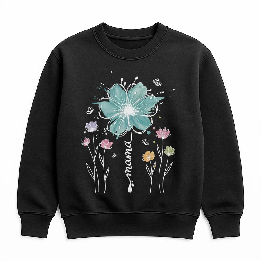 Mama Floral Sweatshirt | Boho Watercolor Wildflower Graphic | Cozy Cotton Blend Pullover | Mothers Day Gift for Mom
