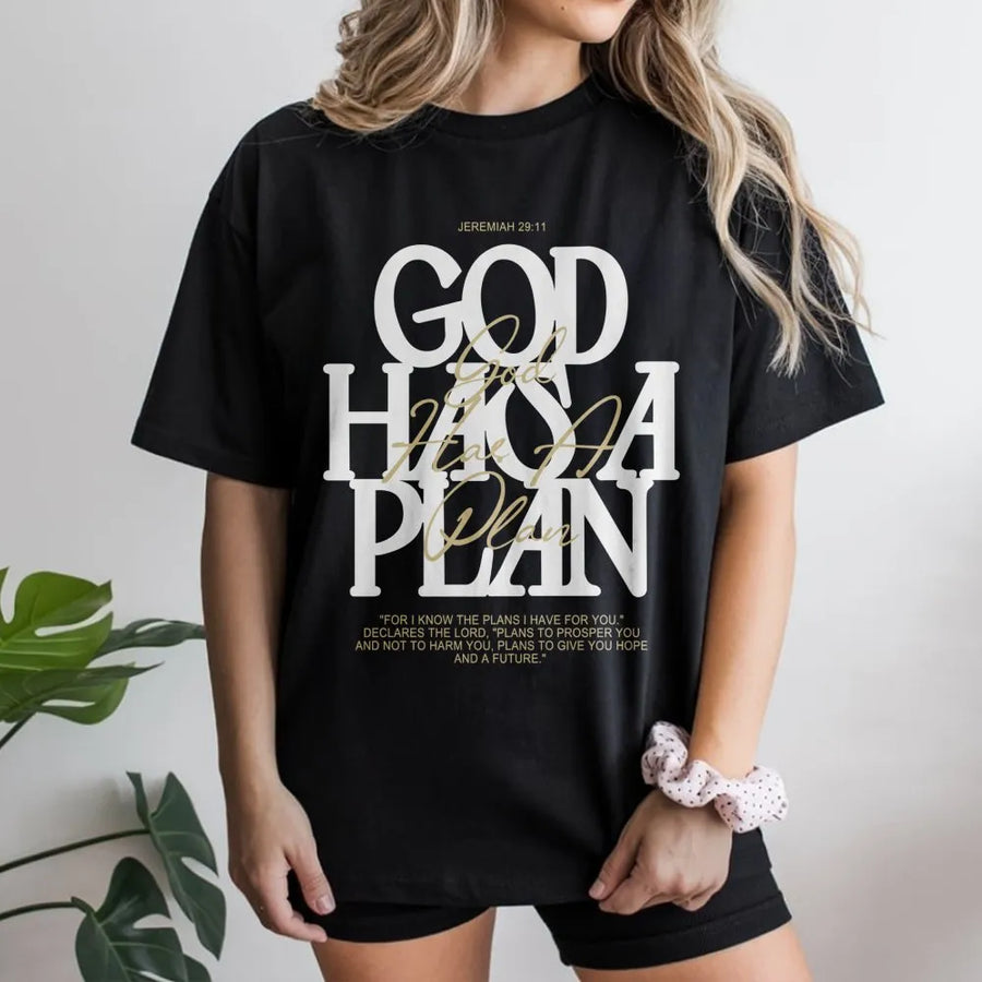 God Has A Plan T-Shirt | Jeremiah 29:11 Christian Scripture | Premium Cotton Graphic Tee | Inspirational Religious Gift for Women and Men