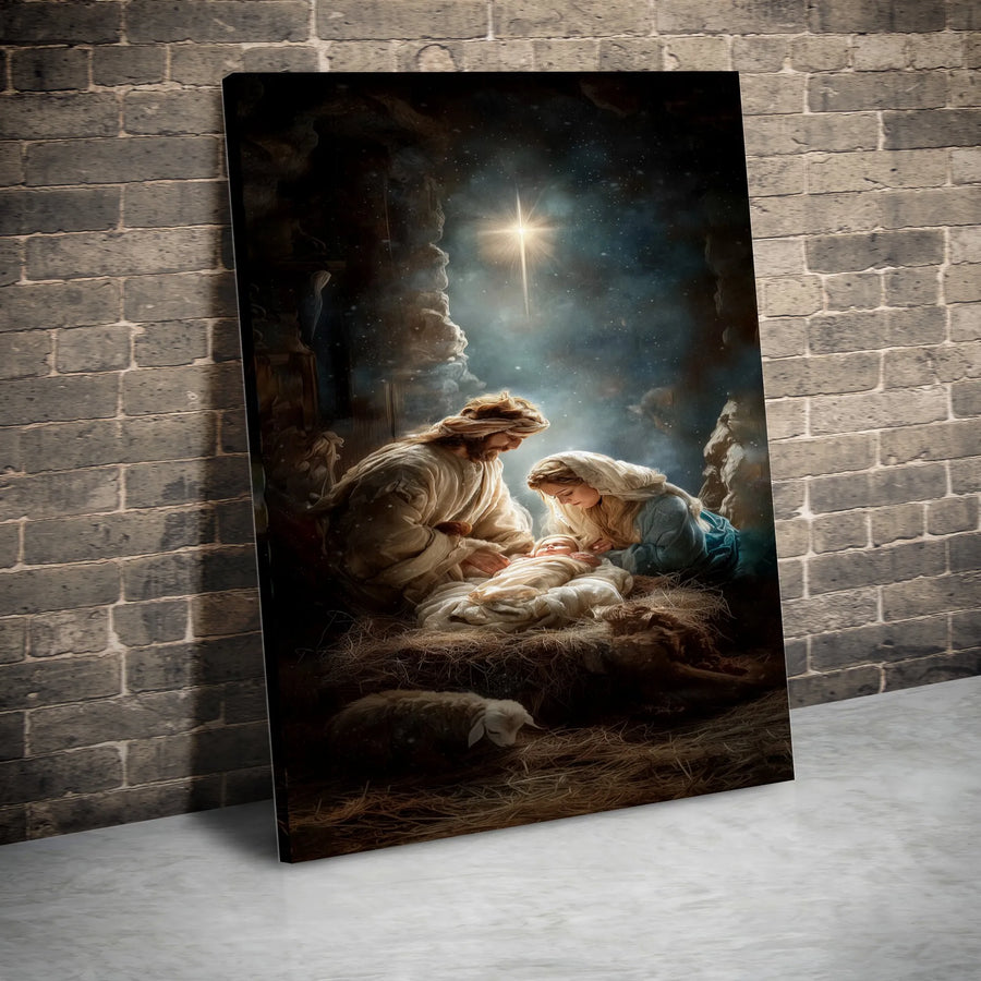 Nativity Scene Canvas Print | Holy Family Manger Wall Art | Premium Religious Christmas Decor | Gift for Christian Home