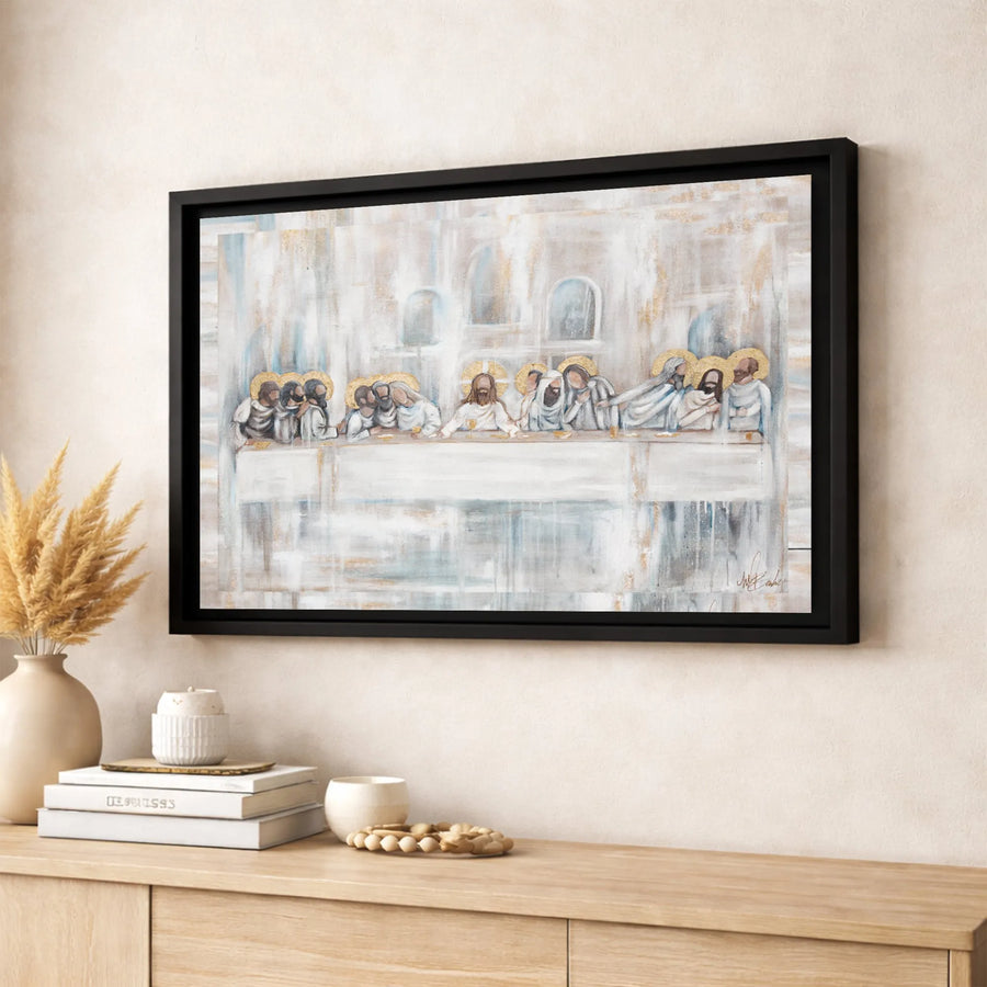 The Last Supper Canvas Wall Art | Abstract Religious Gold Accent Print | Premium 1.25-Inch Gallery Wrap | Spiritual Home Decor Gift