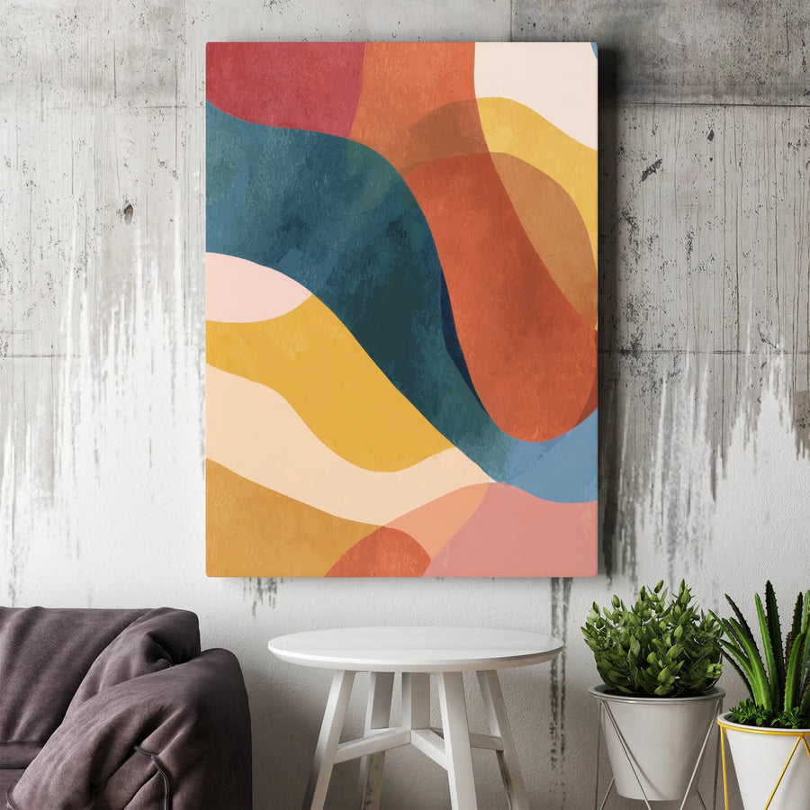 Modern Abstract Vertical Canvas | Boho Wavy Lines Earth Tone Art | Premium 1.25" Thick Gallery Print | Living Room & Office Wall Decor Gift