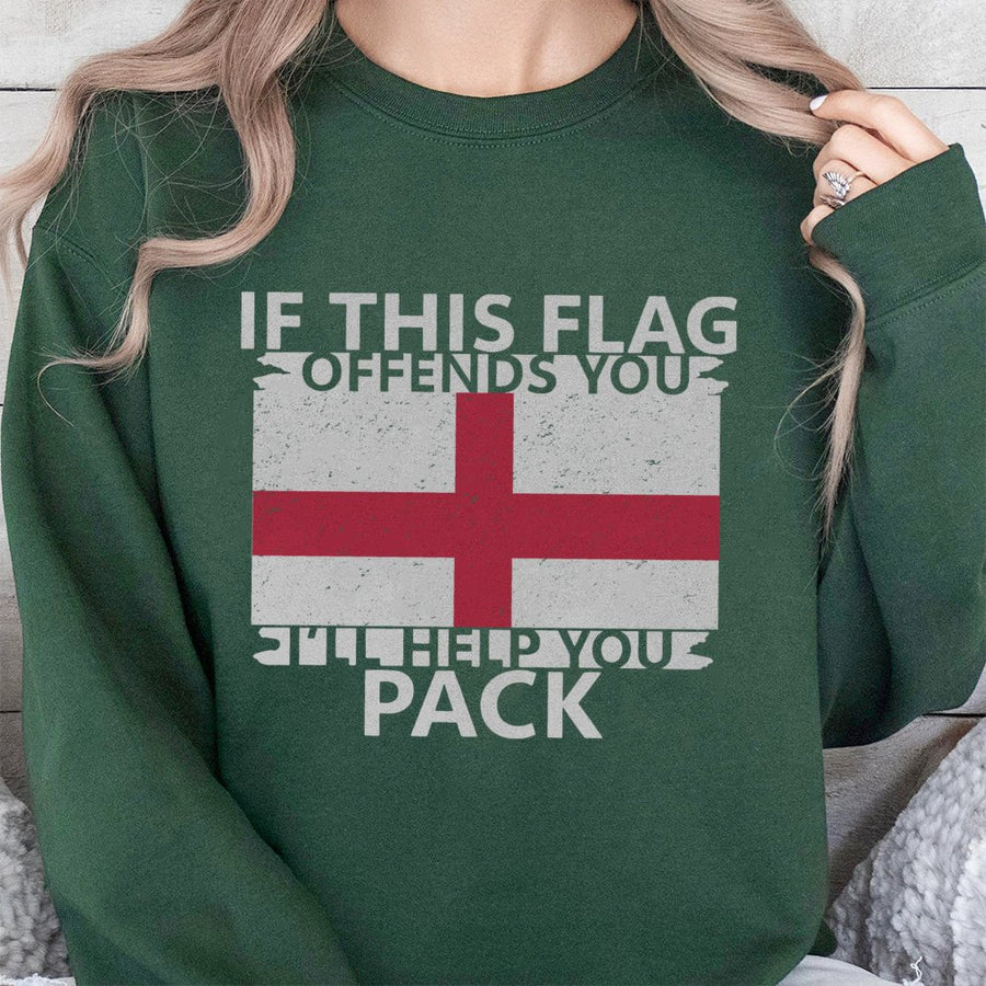 England Flag Sweatshirt | St George Cross Patriotic Quote | Premium Cotton Blend Crewneck | British Pride Apparel for Men and Women
