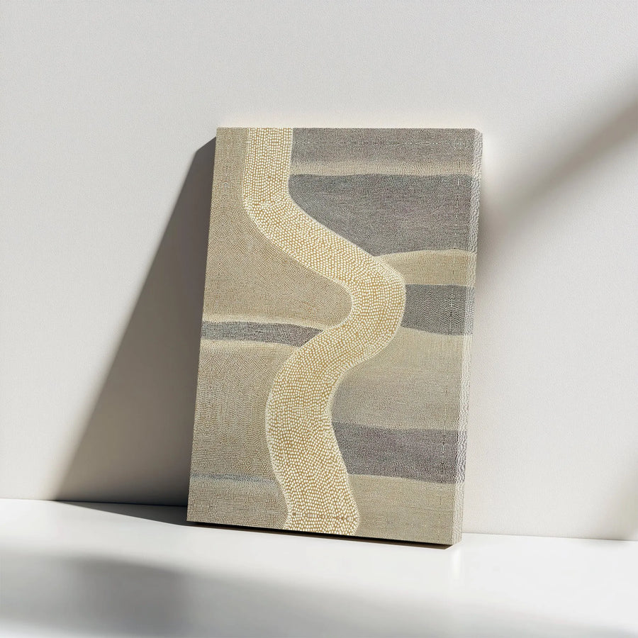 Abstract River Path Canvas Art | Aboriginal Inspired Dot Painting | Premium Gallery Wrapped Canvas | Modern Bohemian Home Decor Gift