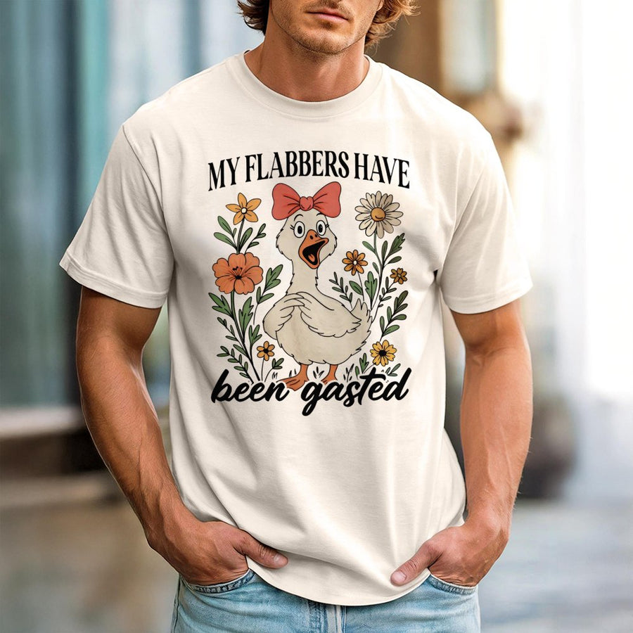 My Flabbers Have Been Gasted T-Shirt | Funny Sarcastic Goose Graphic | 100% Cotton Premium Tee | Unique Humor Gift for Men and Women