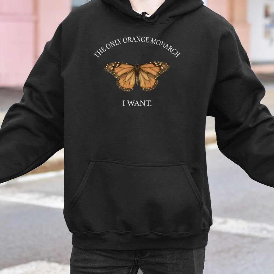Monarch Butterfly Hoodie | Minimalist Nature Graphic Print | Premium Cotton Blend | Anti-Authoritarian Statement Gift for Activists