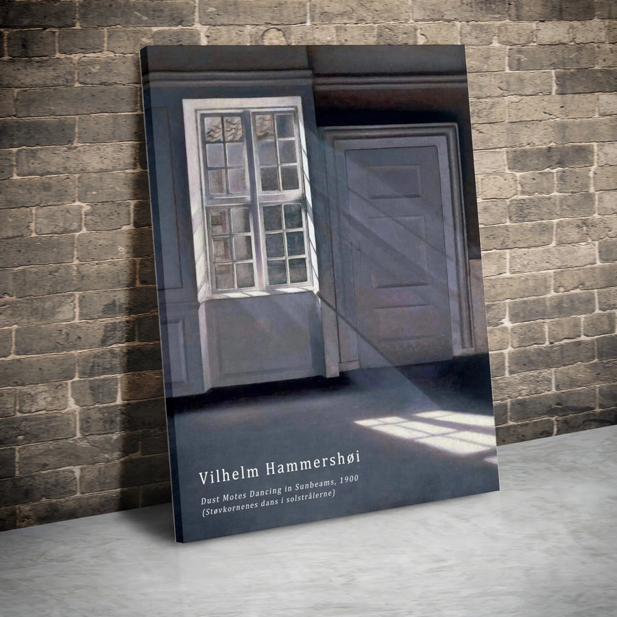 Dust Motes Dancing in Sunbeams Vertical Canvas | Vilhelm Hammershøi Painting Reproduction | Premium Gallery Wrap Print | Collector's Fine Art Home Decor