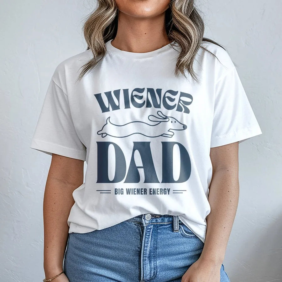 Funny Dachshund T-Shirt | Big Wiener Energy Graphic Sweatshirt | Premium Cotton Blend | Father's Day Gift for Dog Dad