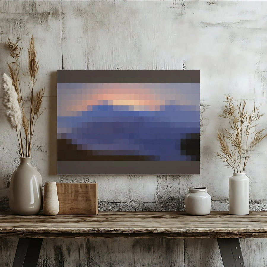 Pixelated Mountain Landscape Canvas | Abstract Sunset Wall Art | 1.25 Inch Gallery Wrap | Modern Minimalist Home Decor Gift