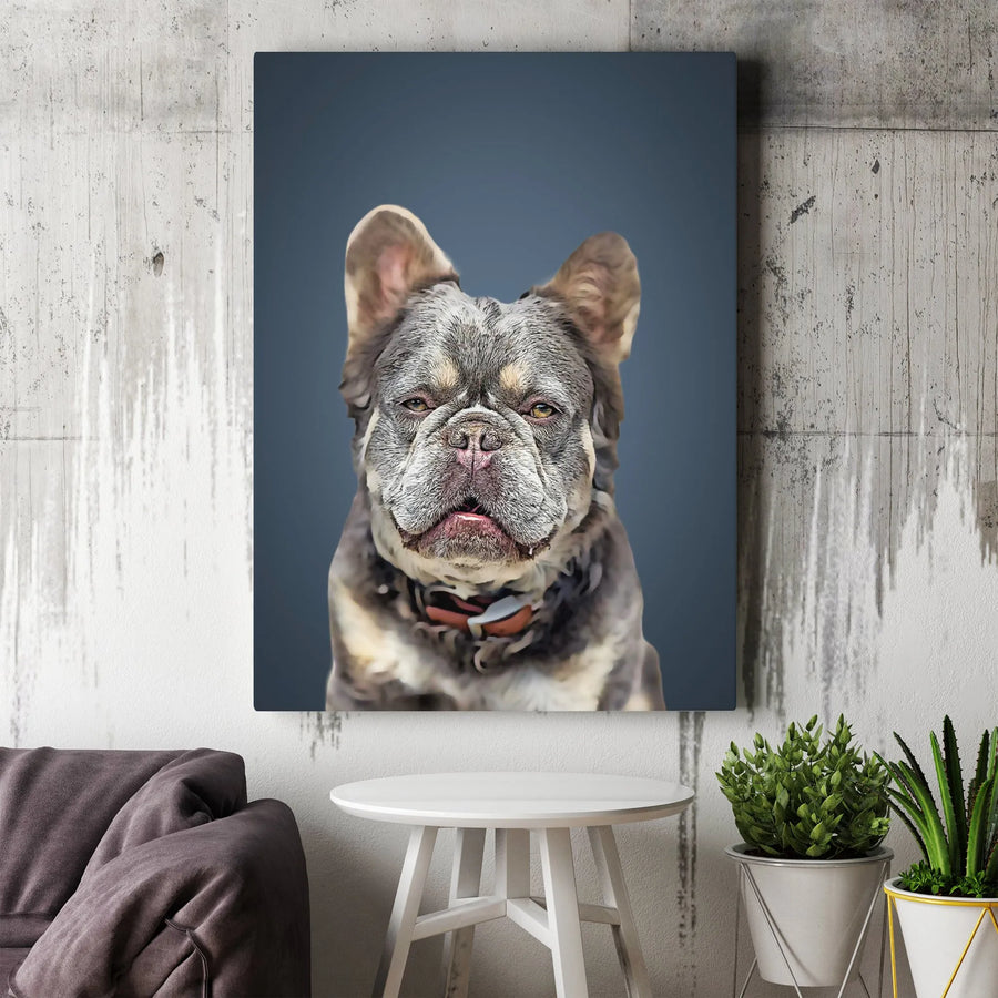 French Bulldog Canvas Wall Art | Realistic Merle Dog Portrait | Premium Gallery Wrap Decor | Unique Pet Lover Gift