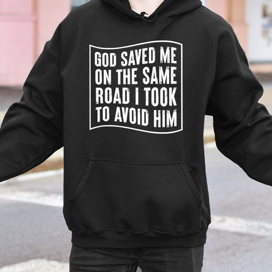 God Saved Me Hoodie | Christian Faith Graphic Pullover | Soft Cotton-Poly Blend | Inspirational Religious Gift for Men and Women