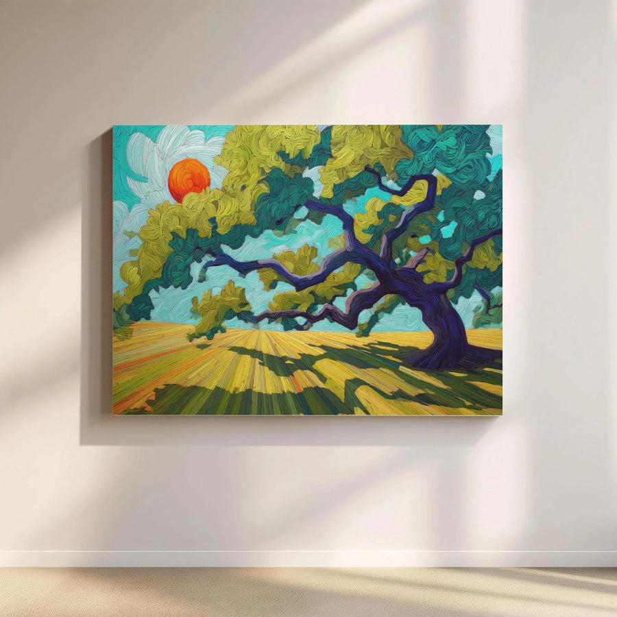 Tree of Life Canvas Print | Modern Colorful Tree Painting with Sunset | Premium Gallery Wrapped Wall Art | Living Room Decor & Nature Lover Gift