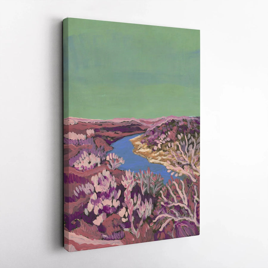 Pedernales River Vertical Canvas Print | Abstract Texas Hill Country Painting | Premium Gallery Wrap | Modern Home Decor Gift