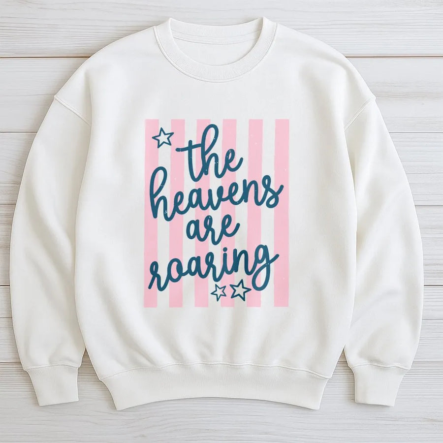 Christian Sweatshirt for Women | The Heavens Are Roaring Retro Graphic | Premium Soft Cotton Blend | Faith Based Religious Gift