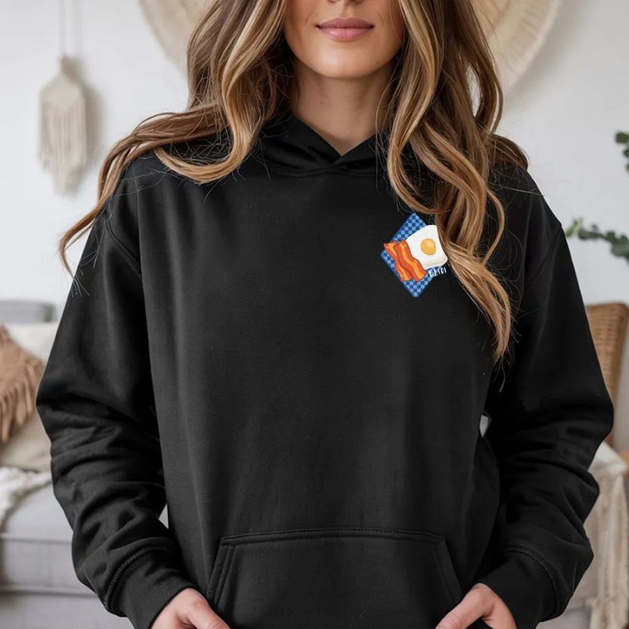 Bacon and Egg Hoodie | Breakfast Lover Foodie Graphic | Soft Cotton Blend | Aesthetic Unisex Gift for Brunch Enthusiasts