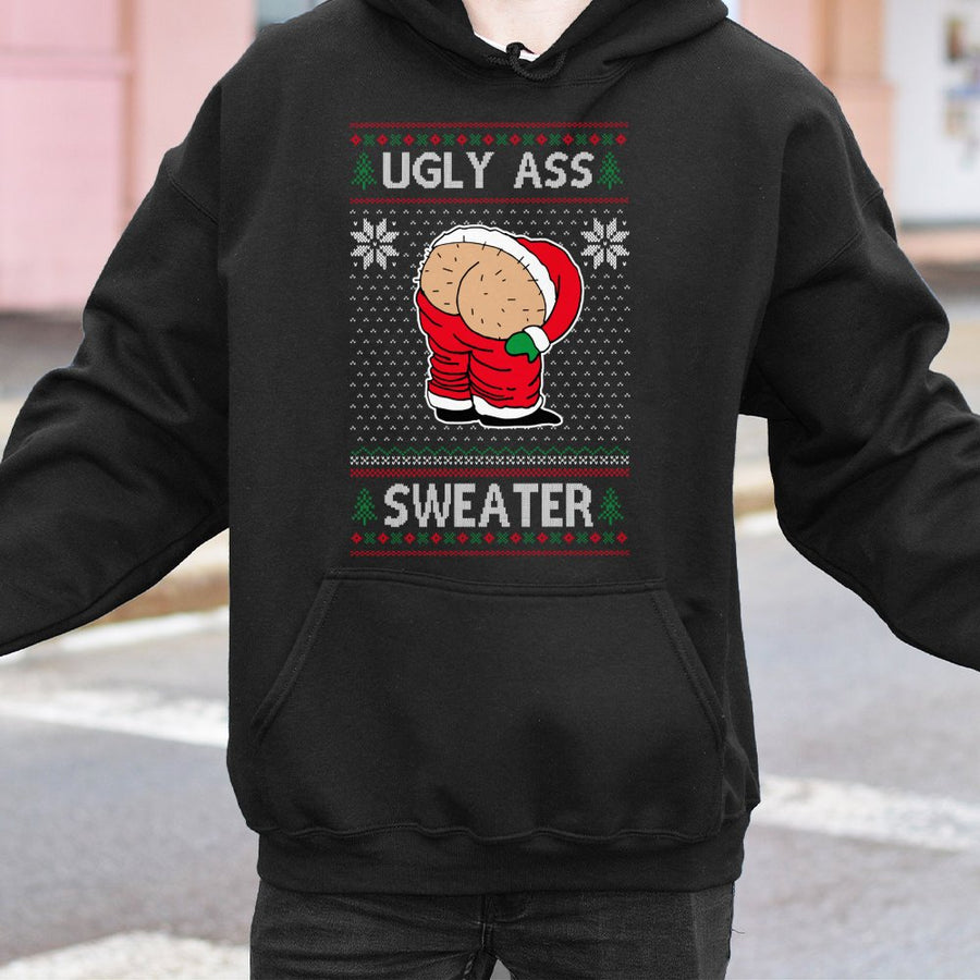 Ugly Christmas Hoodie | Funny Santa Mooning Graphic | Cotton Blend Premium Pullover | Gift for Men & Women Holiday Party