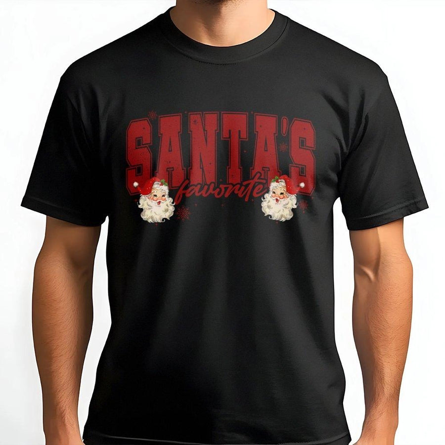 Santa's Favorite T-Shirt | Retro Vintage Graphic Christmas Design | Premium Soft Cotton | Holiday Gift for Family and Friends
