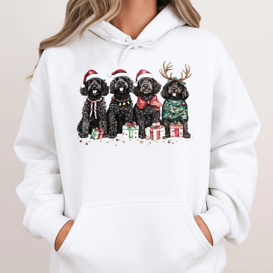 Black Goldendoodle Christmas Hoodie | Cute Holiday Dog Graphic | Premium Cotton Blend | Gift For Dog Mom And Doodle Lovers