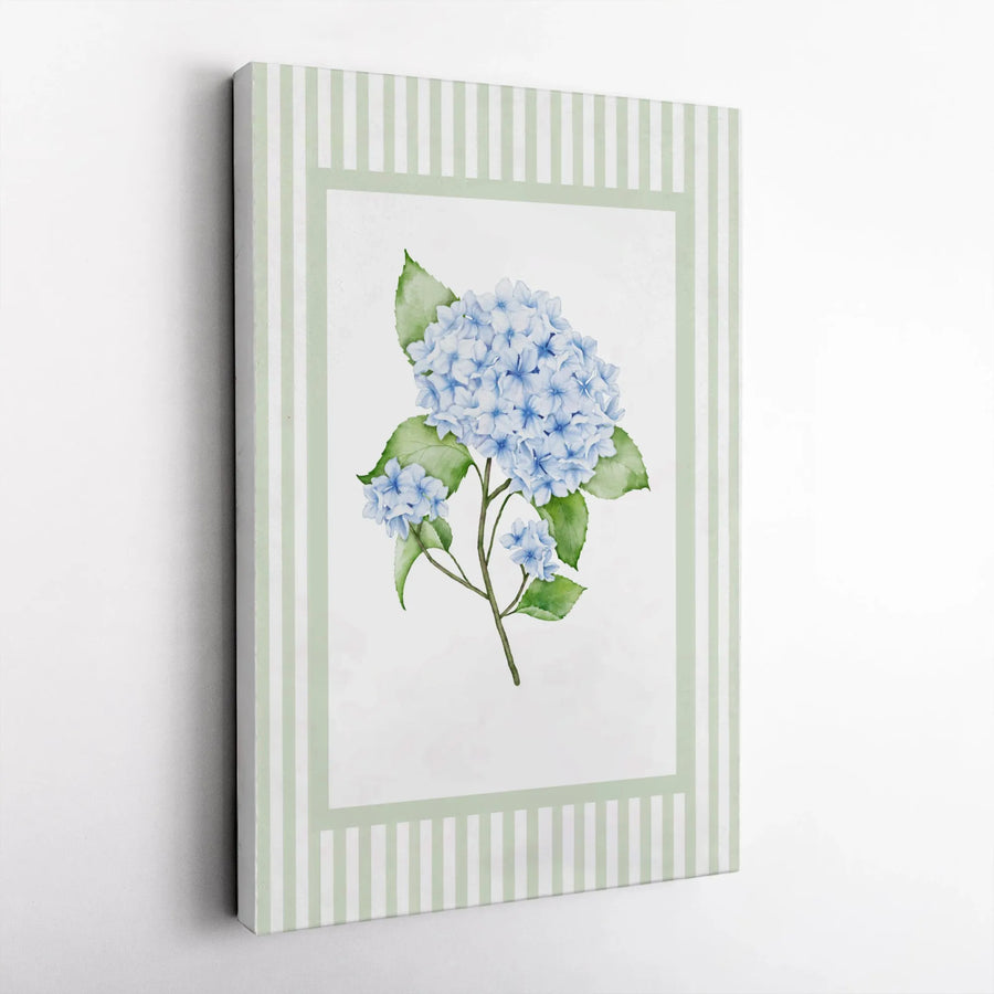 Blue Hydrangea Canvas Print | Watercolor Botanical Floral Art | Premium Gallery Wrapped 1.25" Profile | Elegant Home Decor for Living Room Bedroom