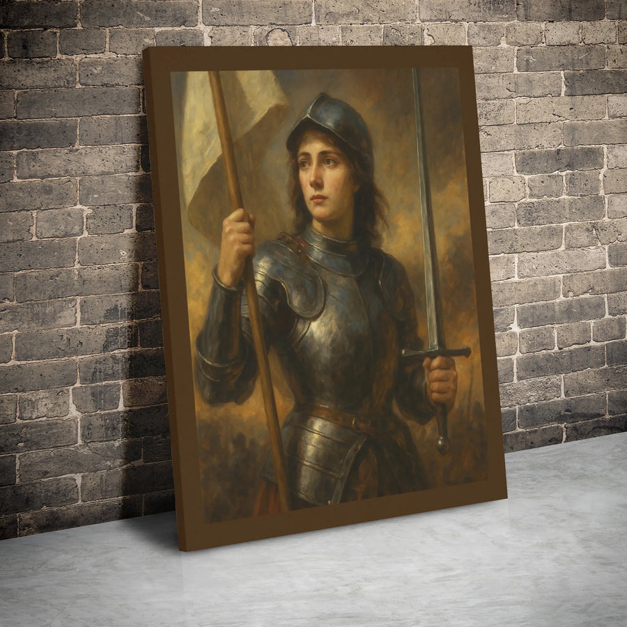 Joan of Arc Canvas Wall Art | Historical Warrior Woman Portrait | Gallery Wrap 1.25 Inch Premium Decor | Gift for History Lovers