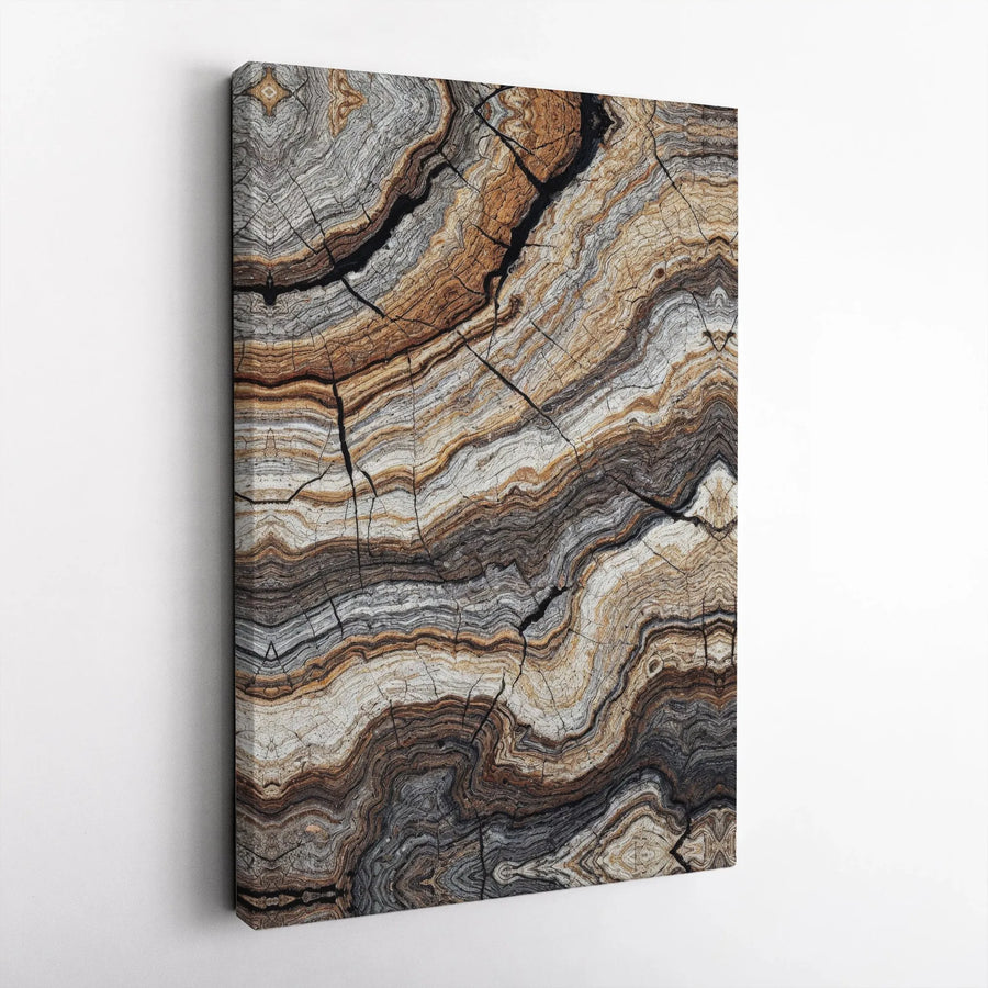 Abstract Tree Ring Canvas Art | Wood Grain Cross Section Print | Premium Gallery Wrapped Wall Decor | Modern Organic Home Office Wall Art