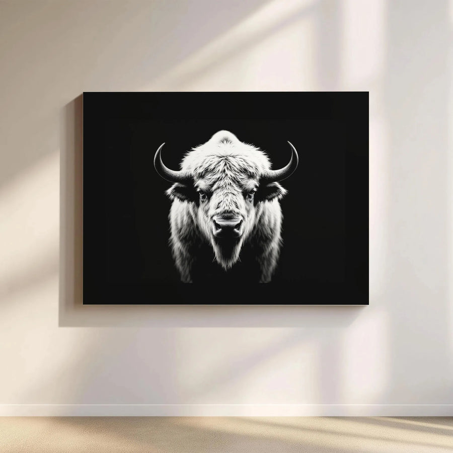White Buffalo Canvas Print | Minimalist Wildlife Wall Art | Premium Gallery Wrapped Decor | Modern Farmhouse Living Room Gift
