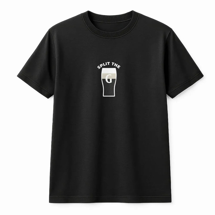 Split The G T-Shirt | Minimalist Pint of Stout Beer Graphic | Premium Soft Cotton Tee | Funny Pub Lover Gift for Him and Her
