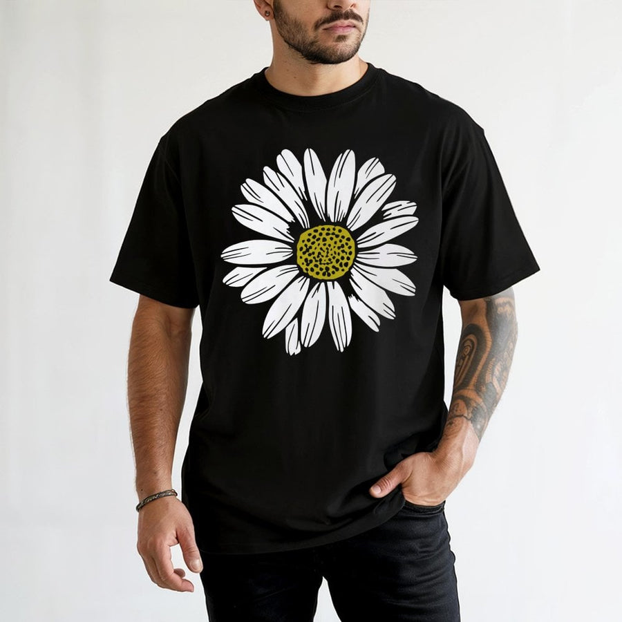 Daisy Flower Graphic T-Shirt | Minimalist Botanical Art Print | Premium 100% Cotton Soft Tee | Nature Lover Gift For Her